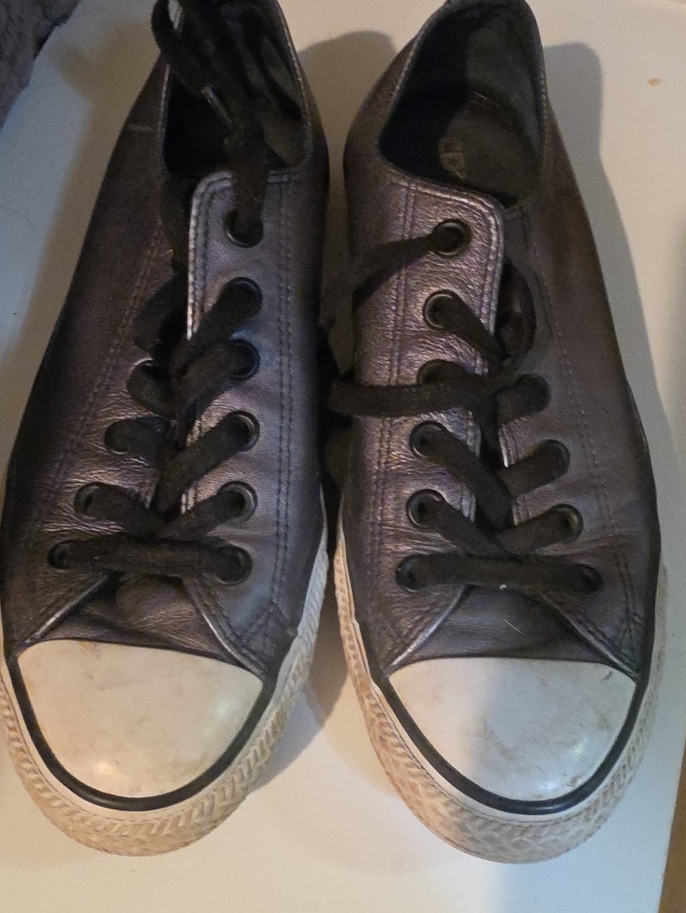 Converse Women’s Low-Top Lace-Up Sneakers in Metallic Graphite